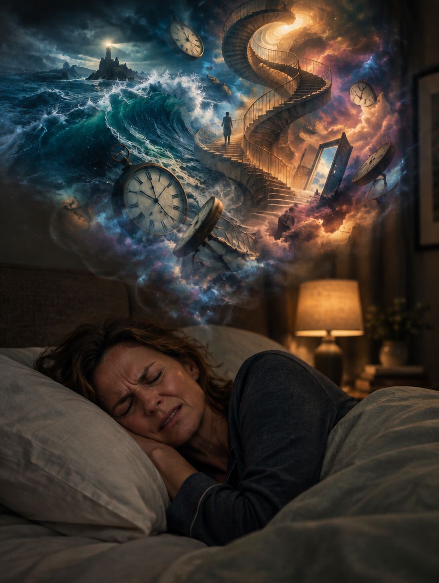 Woman having a restless, vivid dream